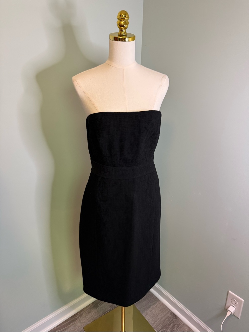 J.Crew Black Strapless Wool Sheath Cocktail Dress Textured Pencil LBD Formal 8